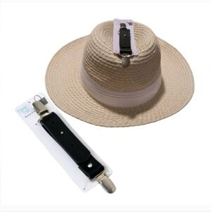 Time and Tru Black Hat Clip with Tan Straw Hat